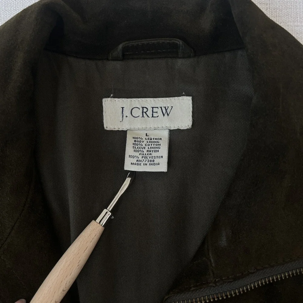 J. CREW Large Vtg Leather Suede Dark Brown Mens Jacket